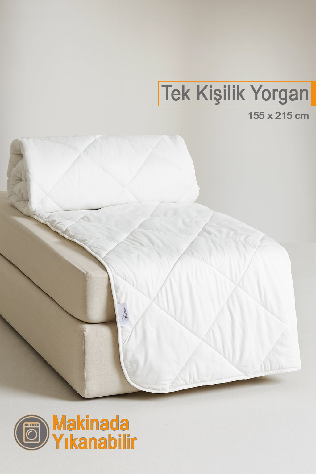 Ecotermo Tek Kişilik Microfiber Antialerjik Silikon Yorgan | Çeyizlik | Otel Yorganı | 155x215 Cm