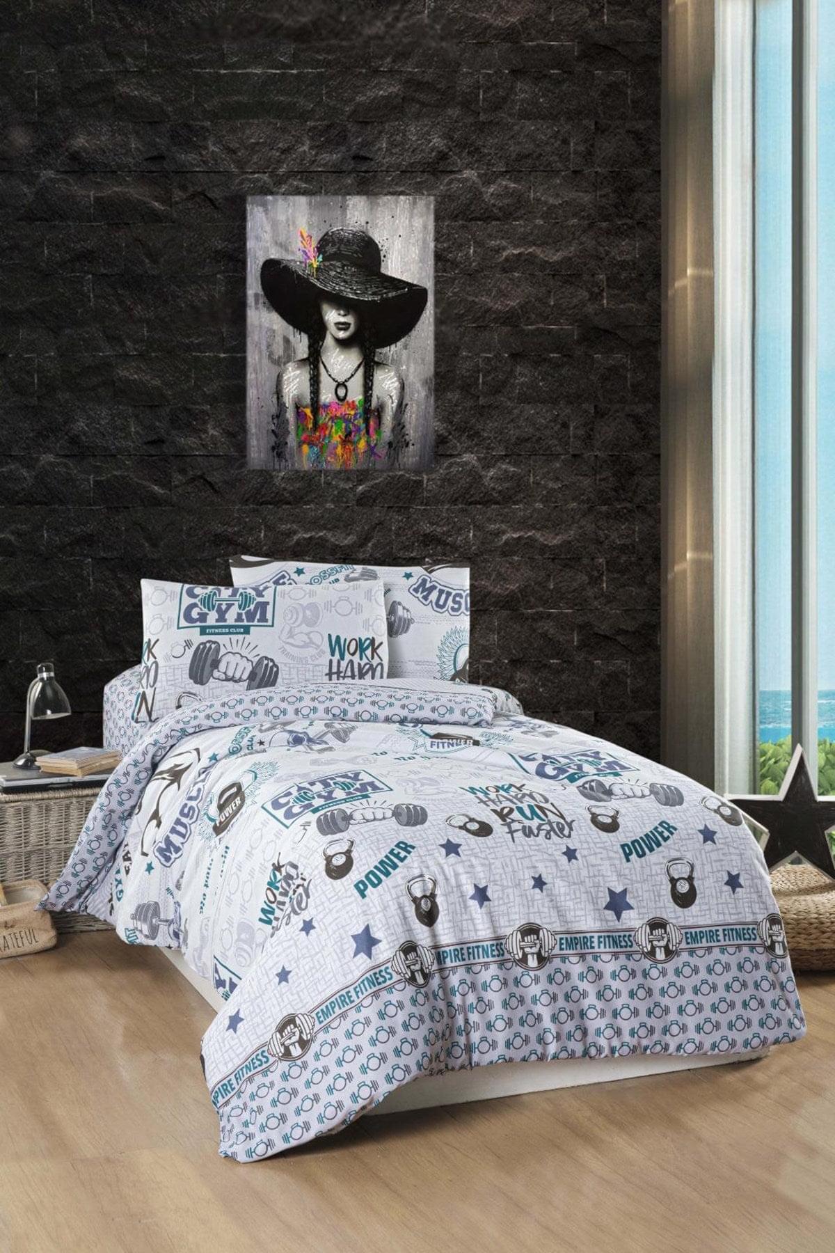 Tek Kişilik Genç Erkek Çocuk Fitnes Desenli Nevresim Takımı