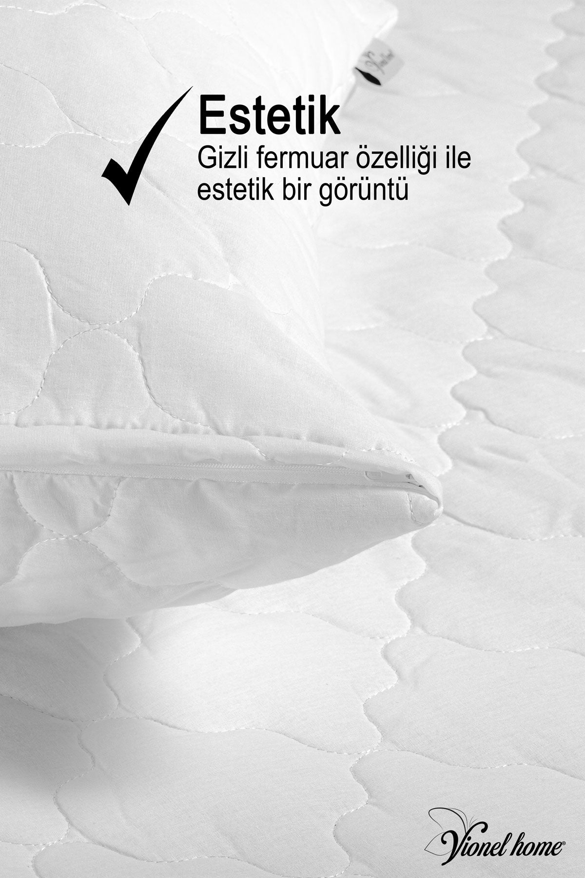 %100 Pamuk 2 Adet Kapitone Yastık Koruyucu Kılıf (50x70 cm)