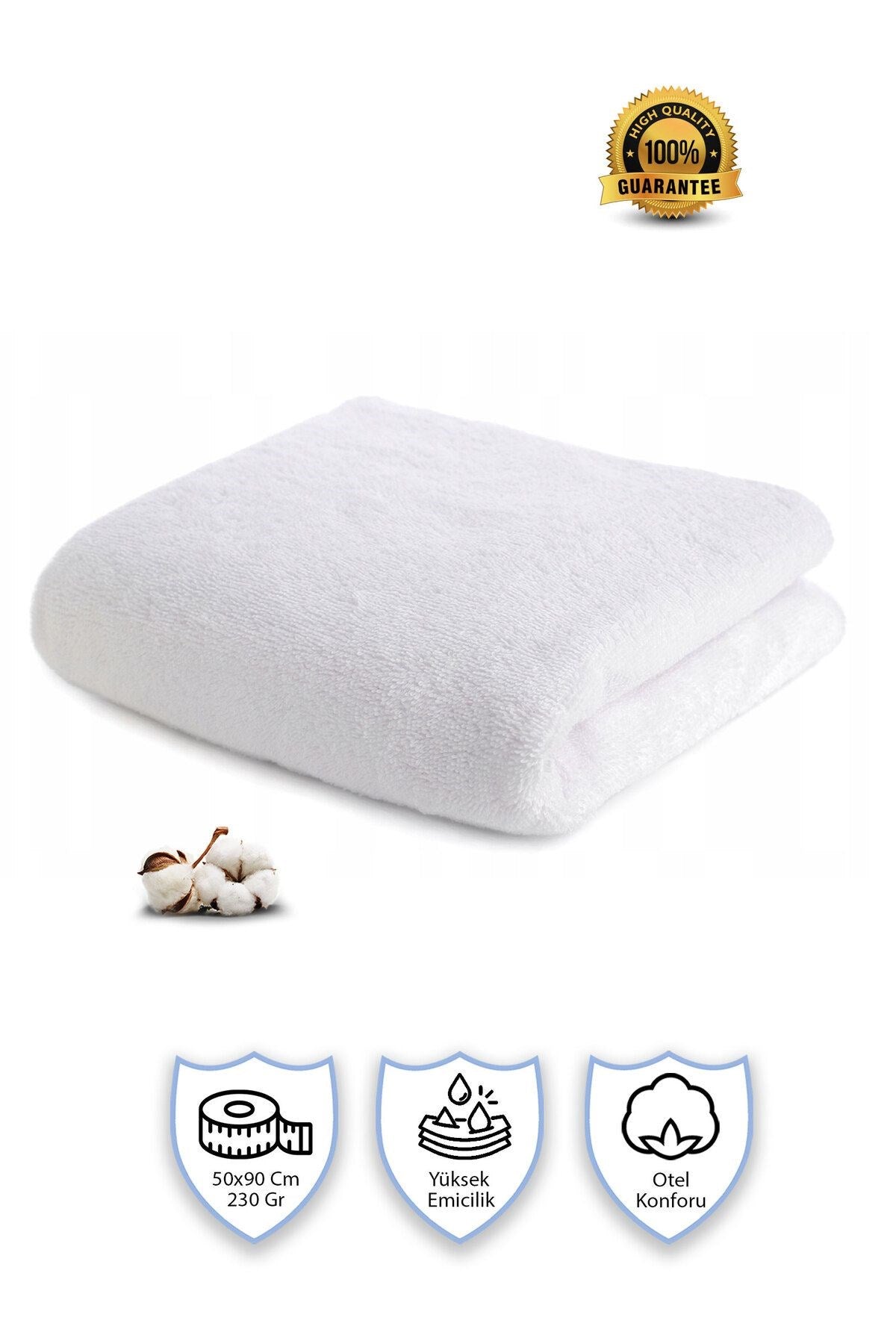 1 Adet | Pamuklu, Beyaz El Havlusu | El, Yüz, Baş Havlusu | Spa ve Otel Havlusu, (50x90 cm)