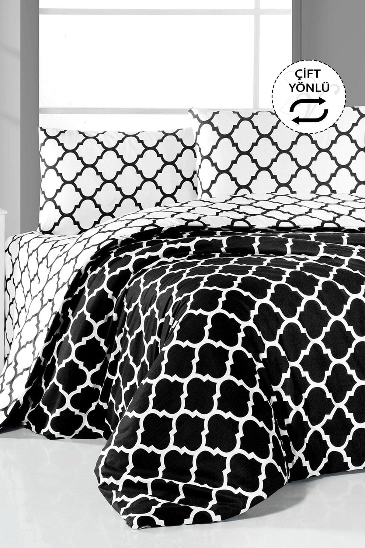 Elmas Çift Kişilik Nevresim Takımı Siyah/Beyaz