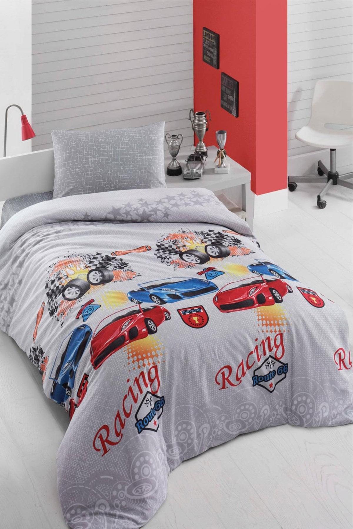 Tek kişilik Araba desenli Genç Erkek Nevresim Takımı