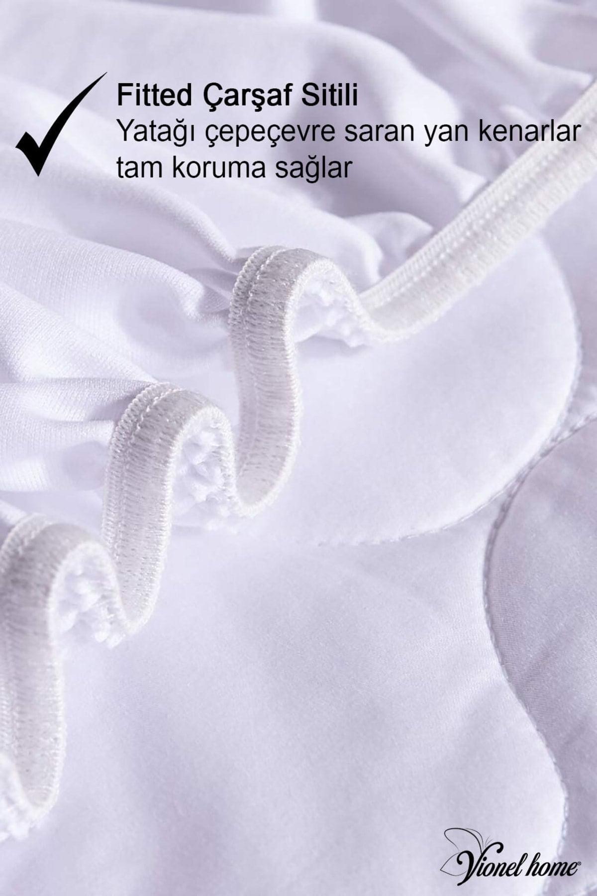 %100 Pamuk Kapitone, Full Kenar,Fitted Yatak Koruyucu Alez