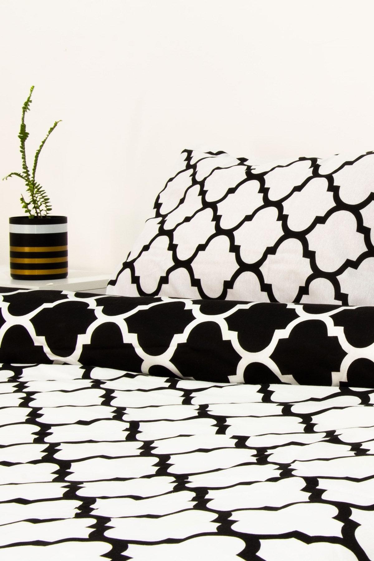 Elmas Çift Kişilik Nevresim Takımı Siyah/Beyaz