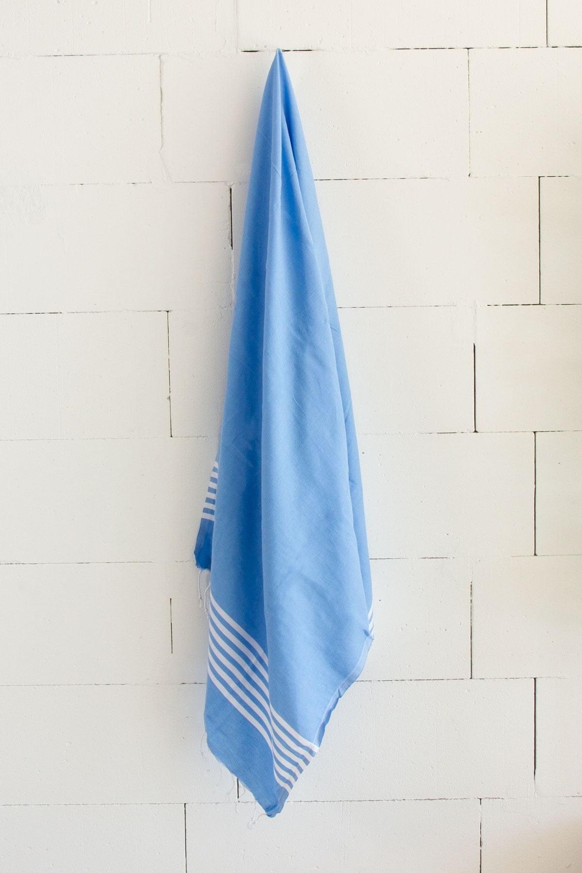 %100 Organik Pamuk, Mavi Neon Peştemal, Banyo ve Plaj Havlusu, 100x175cm