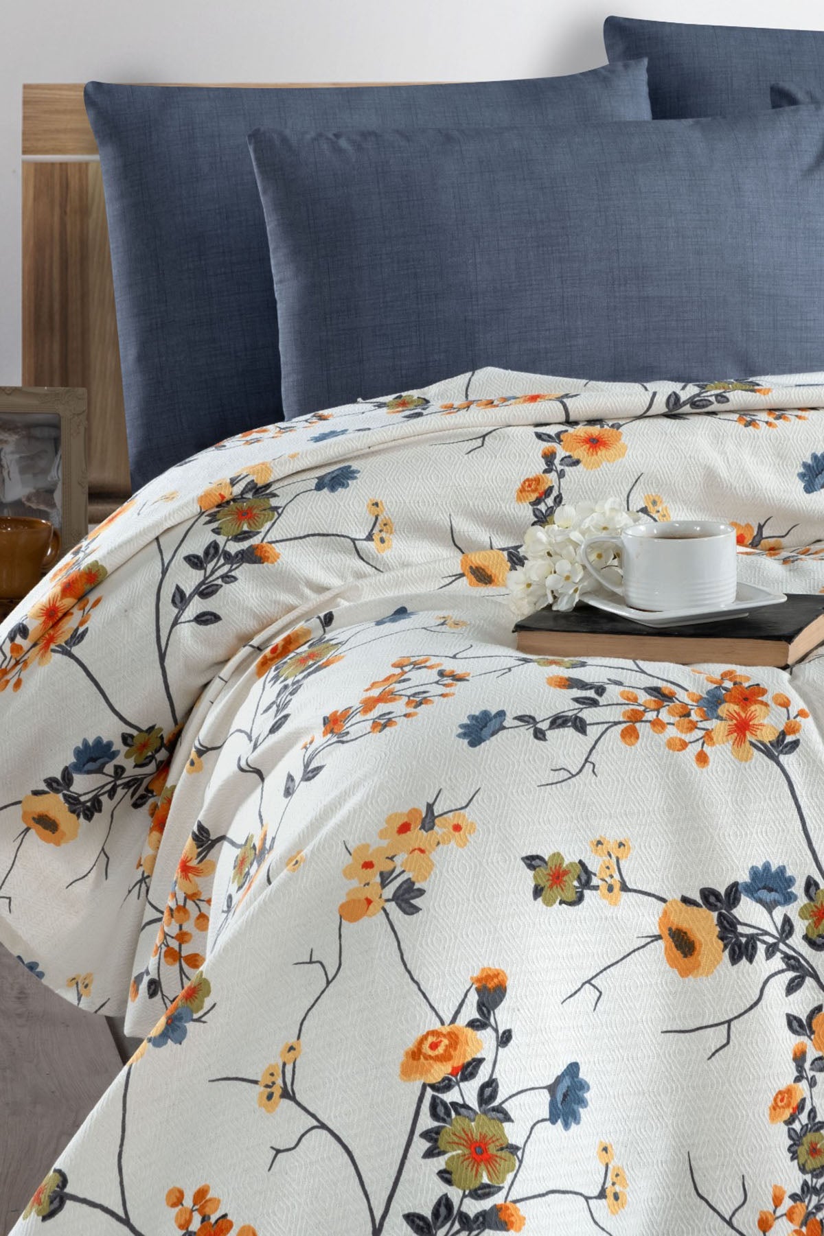 Arles Desen %100 Pamuk Çift Kişilik Çok Amaçlı Pike, Yatak Örtüsü