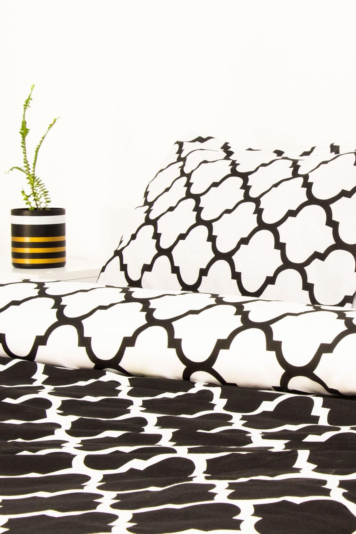 Elmas Çift Kişilik Nevresim Takımı Siyah/Beyaz