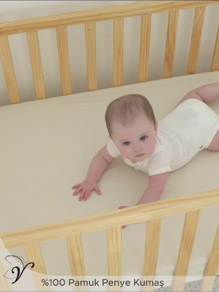 %100 Pamuk Penye, Lastikli Full Kenar Bebek Çarşafı
